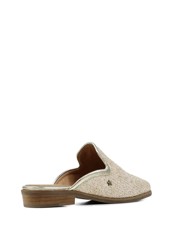 Mule em Tecido Beige com Glitter