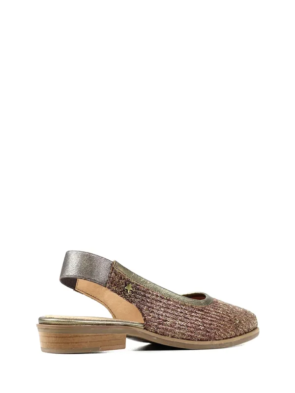 Mule em Tecido Castanho com Glitter