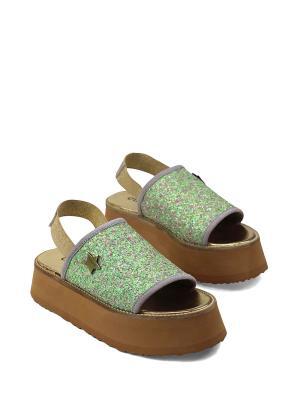 Sandália de Plataforma com Glitter Verde