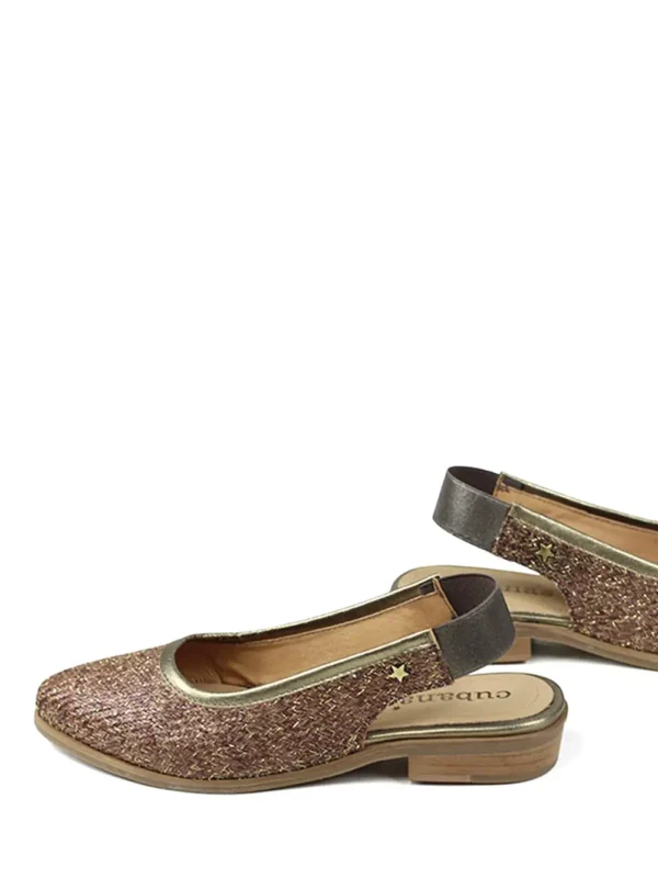 Mule em Tecido Castanho com Glitter