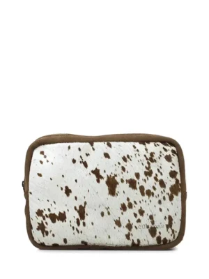 Mala em Camurça Castanha e Pelo Animal Print