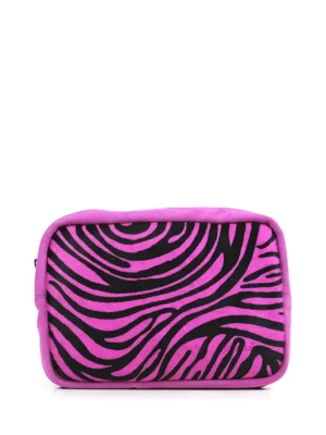 Mala em Camurça Rosa e Pelo Animal Print