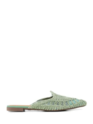 Mule em Crochet Verde e Biqueira Fina