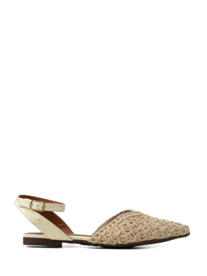 Mule em Crochet Branco e Fecho no Tornozelo