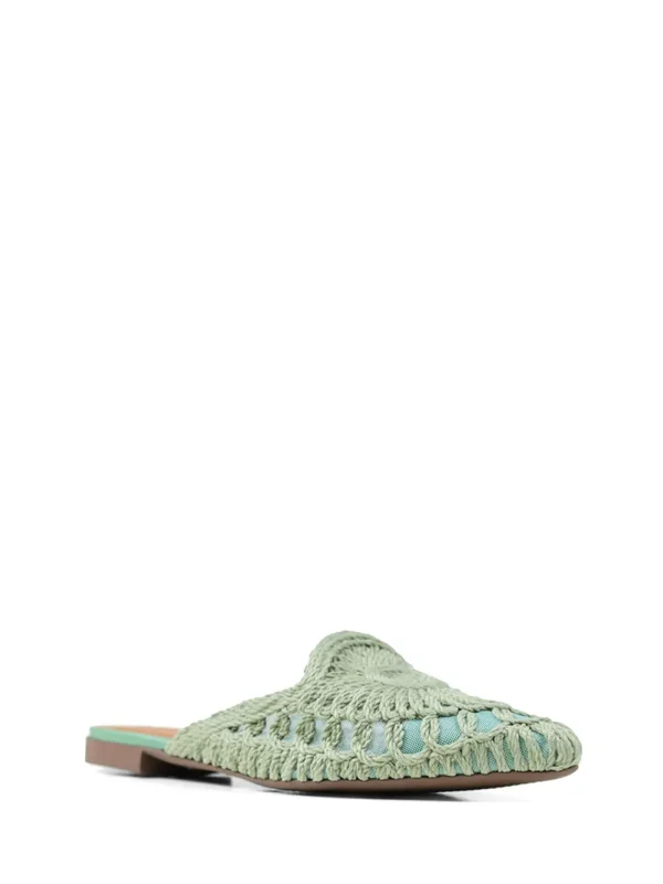 Mule em Crochet Verde e Biqueira Fina
