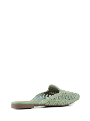 Mule em Crochet Verde e Biqueira Fina