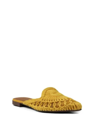 Mule em Crochet Amarelo e Biqueira Fina