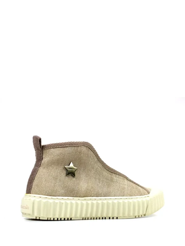 Ténis em Tecido Beige e Sola Volumosa