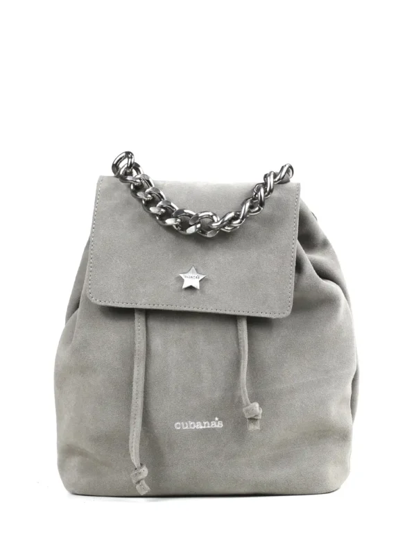 Mochila em Camurça Cinza e Corrente