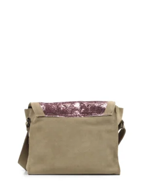 Mala em Camurça Beige e Glitter Rosa