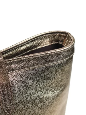 Mala Shopper em Pele Dourada e Alça de Ombro