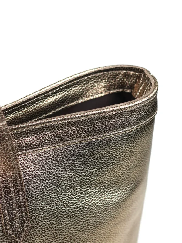 Mala Shopper em Pele Dourada e Alça de Ombro