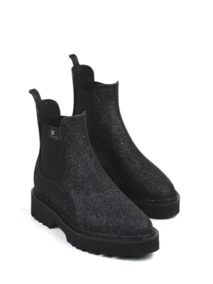 Galocha Misty em PVC Preto com Glitter
