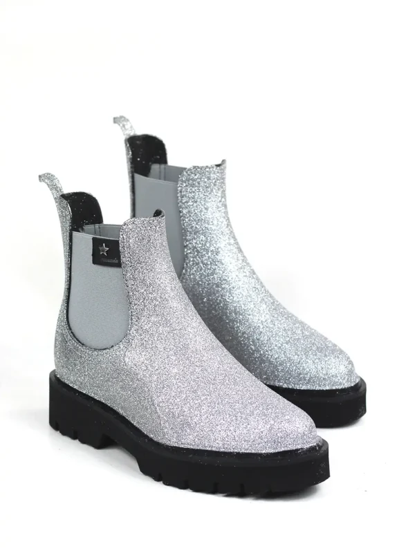 Galocha Misty em PVC Prateado com Glitter