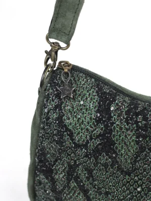 Mala Mini em Camurça Verde e Glitter