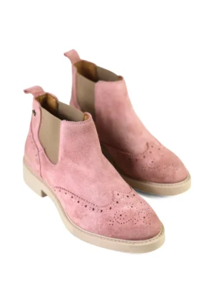 Bota em Camurça Rosa e Sola Beige
