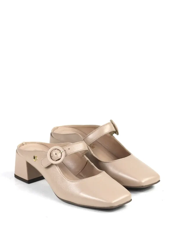 Mule Devo em Pele Rosa e Fecho de Fivela