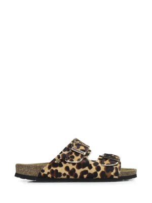 Amalia-Sandália em Pele Animal Print e Duas Tiras