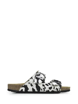 Amalia-Sandália em Pele Animal Print Branca