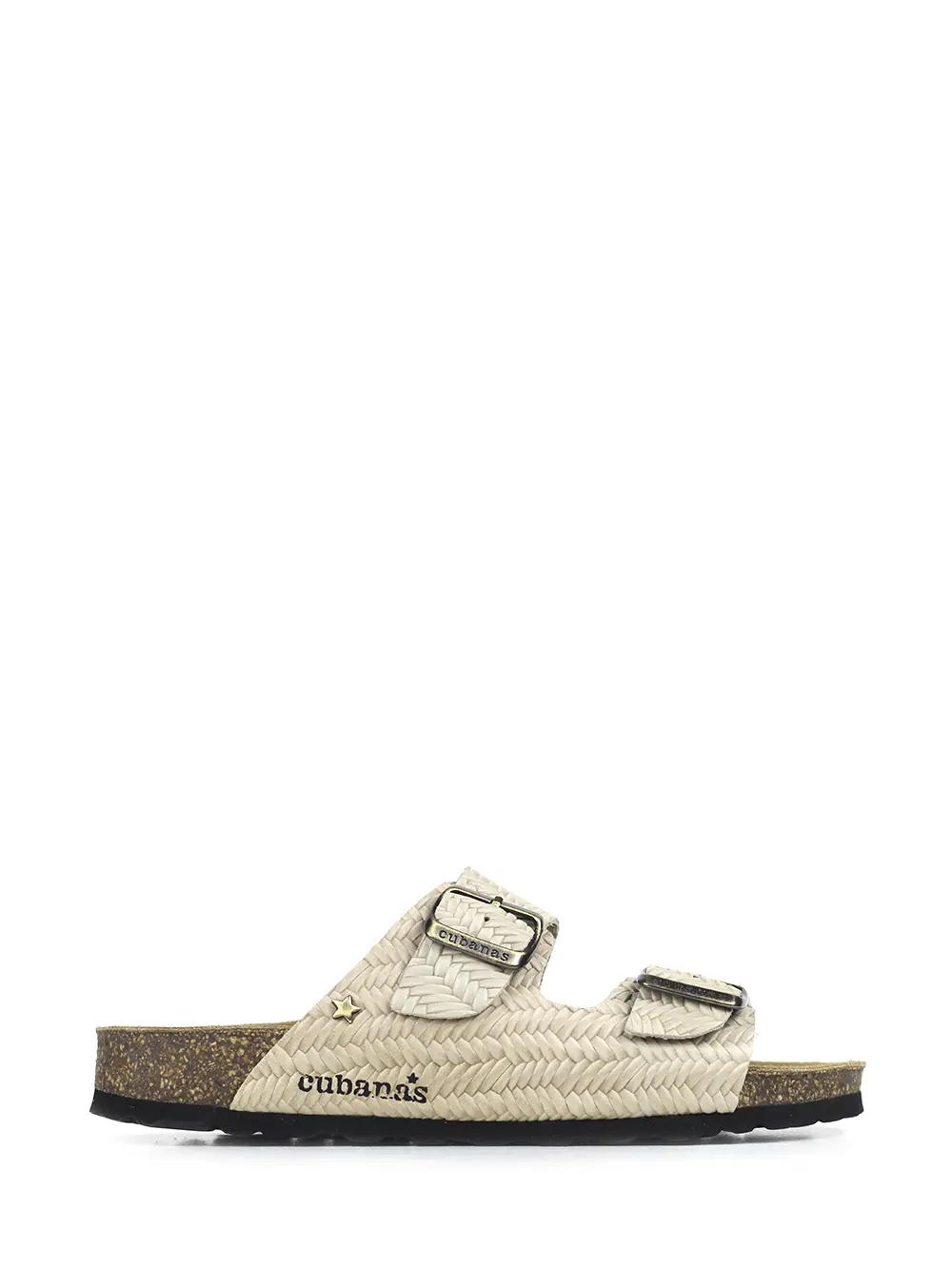 Amalia-Sandália em Pele Beige Entrançada