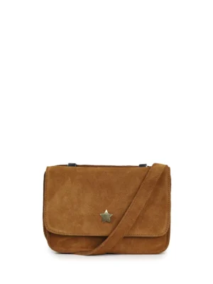 Camel Suede Handbag with Shoulder Strap