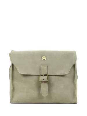 Mala Midi em Camurça Beige e Alça Tiracolo