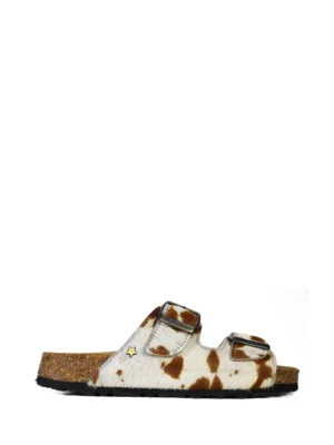 Amalia-Sandália em Pelo Animal Print Branca