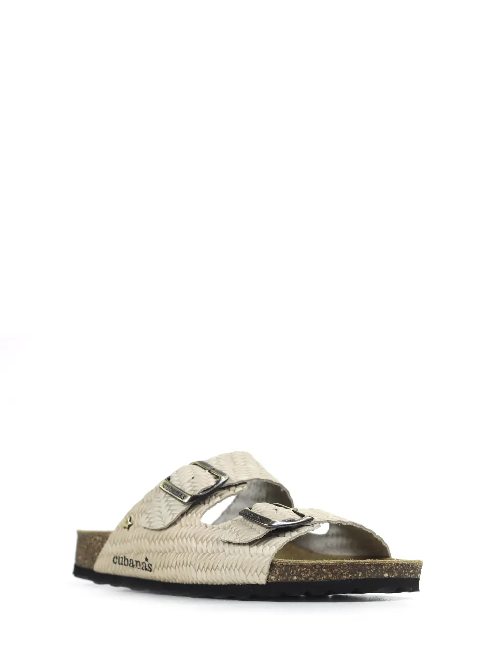 Amalia-Sandália em Pele Beige Entrançada - Image 2