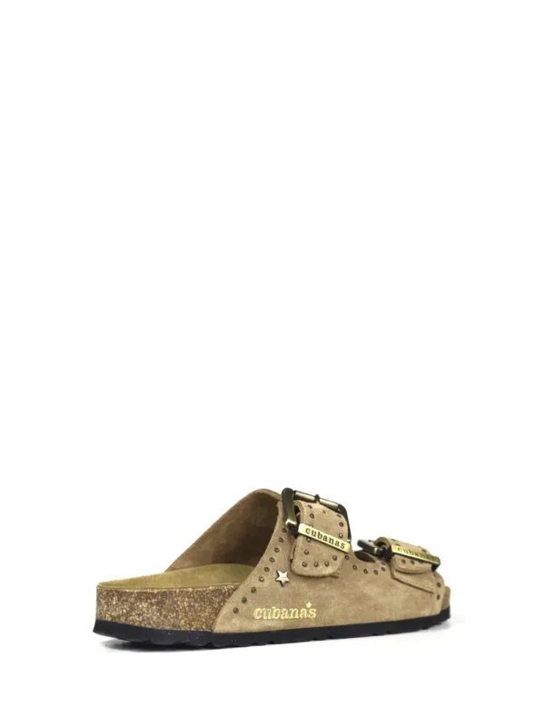 Amalia-Sandal in Beige Suede and Studs - Image 3