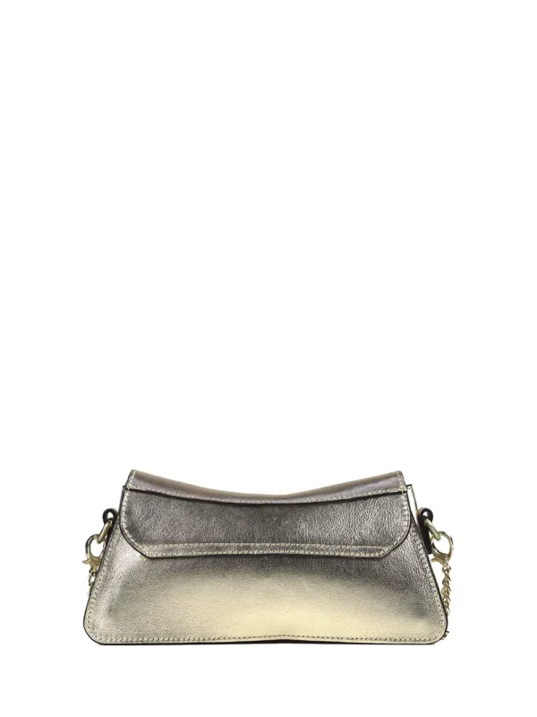 Gold Leather Handbag with Chain Strap - Image 3