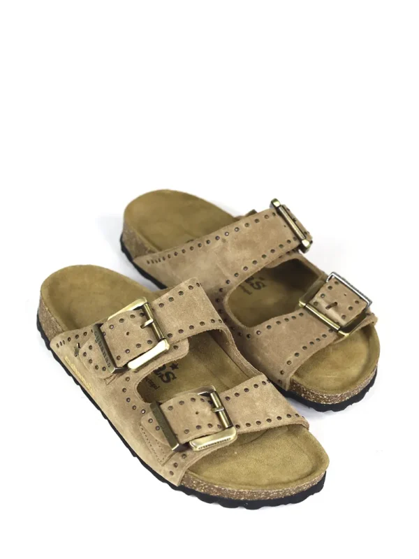 Amalia-Sandal in Beige Suede and Studs - Image 4