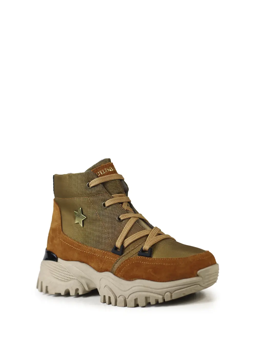 Ténis em Tecido Castanho e Camurça - Image 2