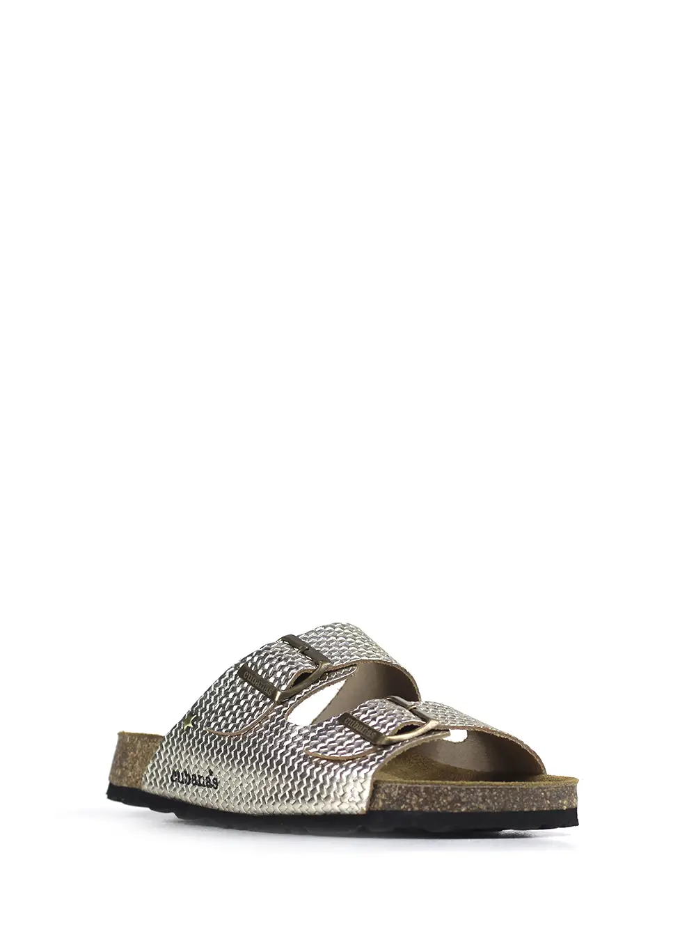 Amalia-Sandália em Pele Texturizada Dourada com Duas Tiras - Image 2