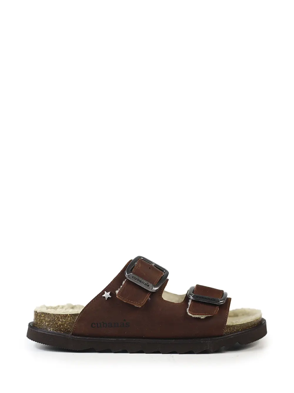 Amalia-Sandália em Pele Castanha e Pelo Natural