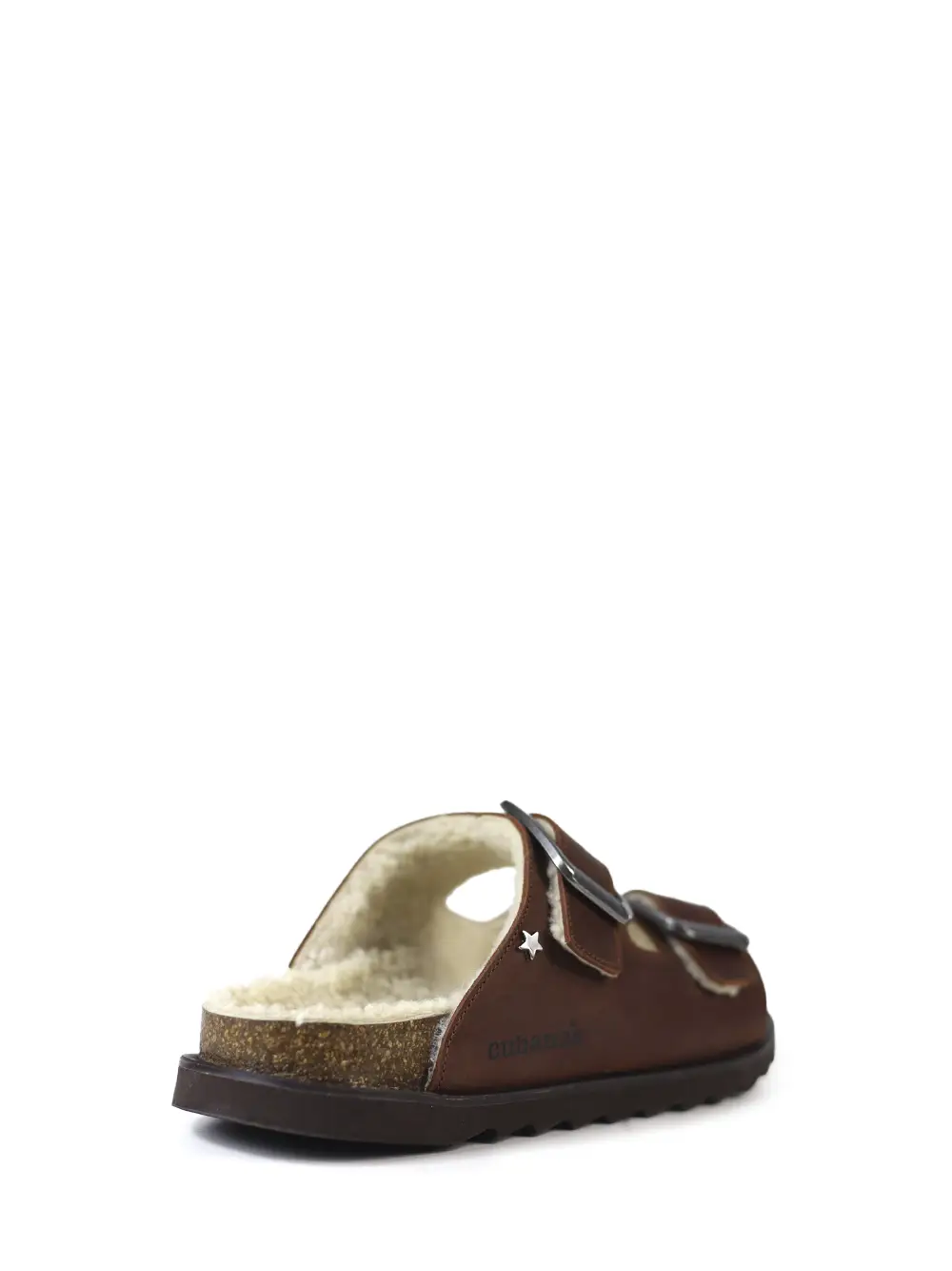 Amalia-Sandália em Pele Castanha e Pelo Natural - Image 3